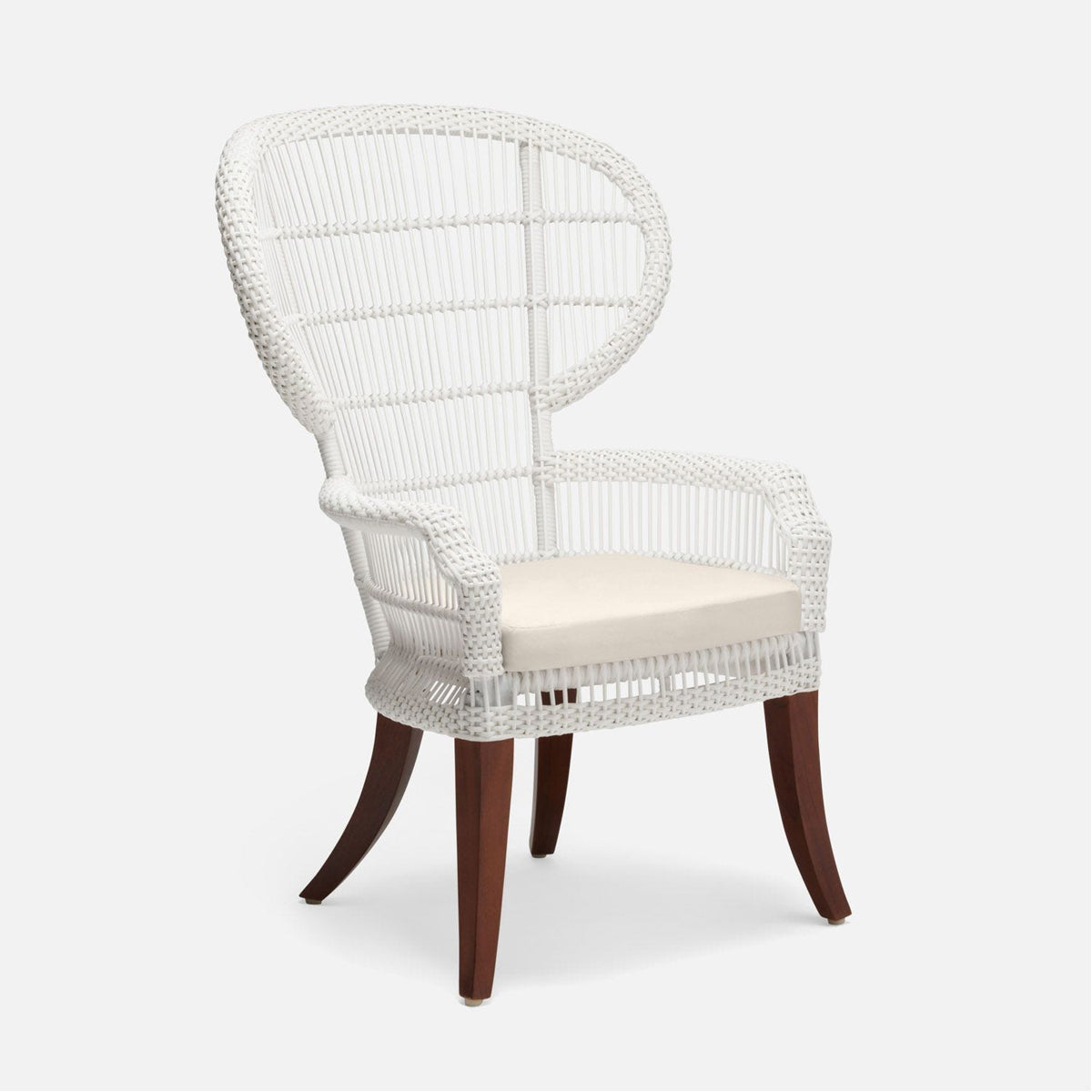 Made Goods Aurora Woven Wingback Outdoor Dining Chair in Garonne Leather