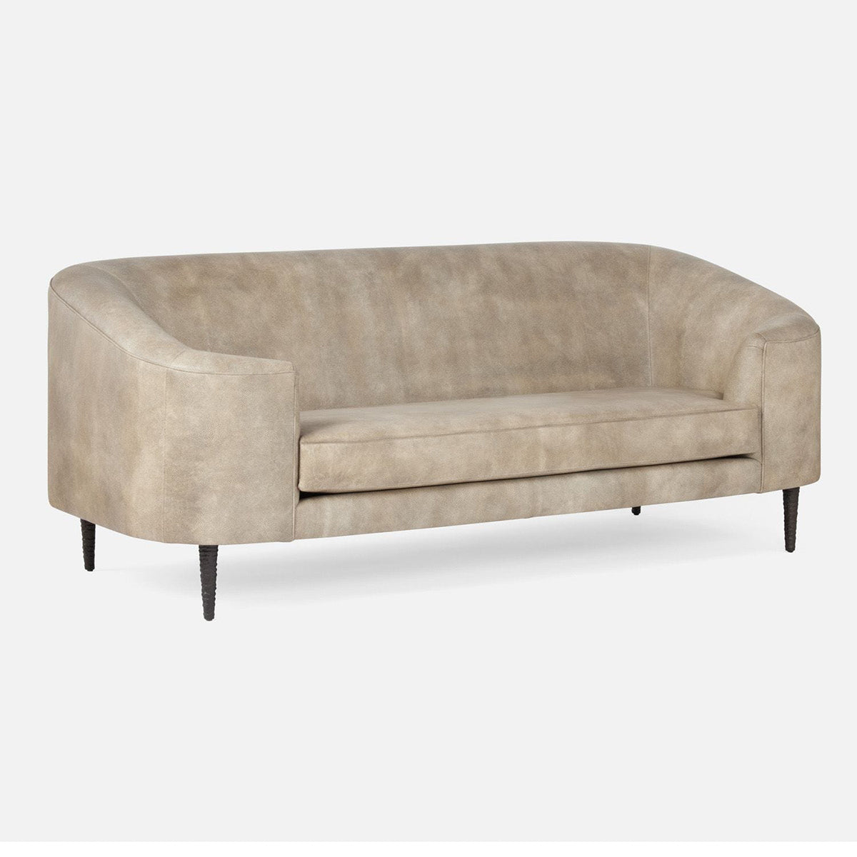 Made Goods Basset Contemporary Cabriole-Style Sofa, Colorado Leather