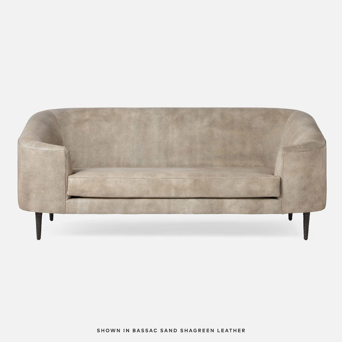 Made Goods Basset Contemporary Cabriole-Style Sofa, Rhone Leather