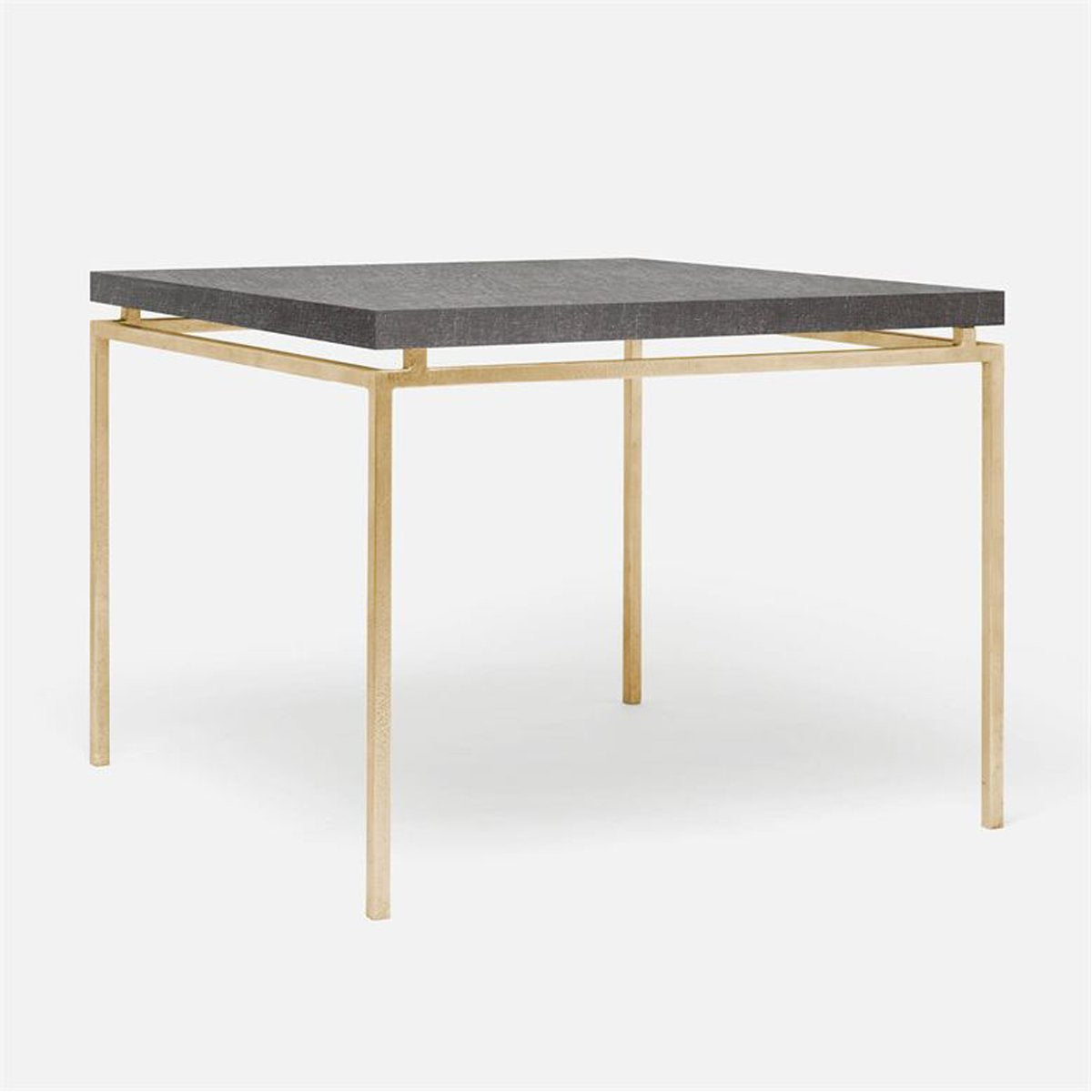 Made Goods Benjamin Floating Leg Game Table in Charcoal Faux Linen Top