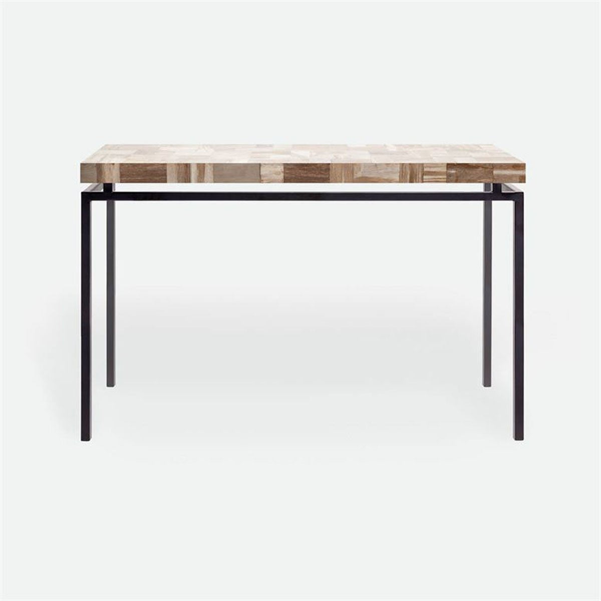 Made Goods Benjamin Floating Leg Console Table in Petrified Wood Top