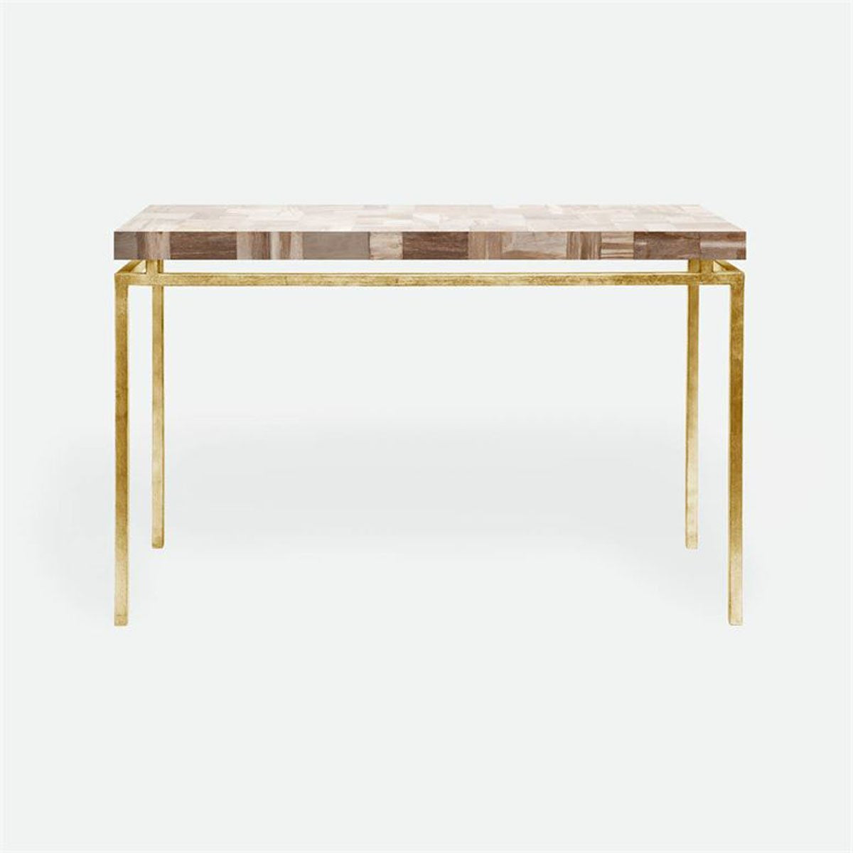 Made Goods Benjamin Floating Leg Console Table in Petrified Wood Top