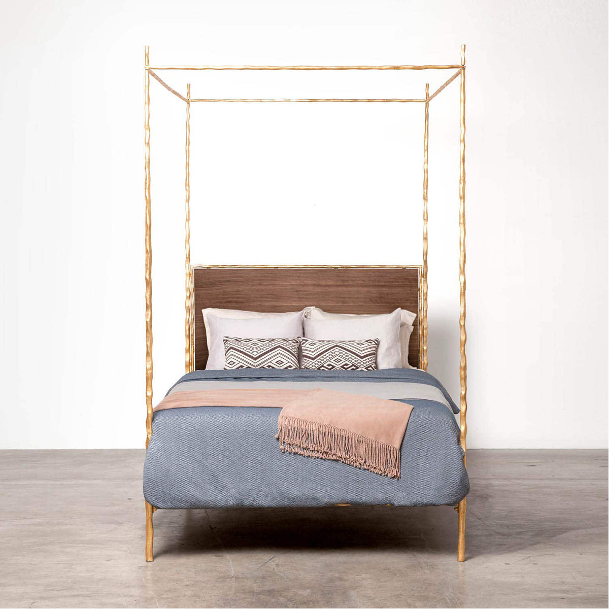 Made Goods Brennan Short Textured Canopy Bed in Havel Velvet