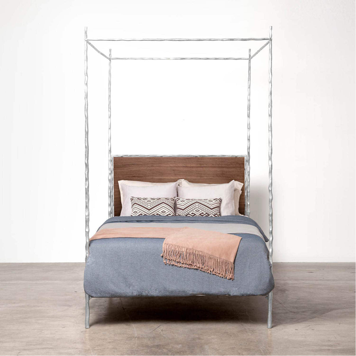 Made Goods Brennan Short Textured Canopy Bed in Clyde Fabric