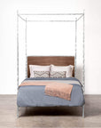 Made Goods Brennan Short Textured Canopy Bed in Beige Crystal Stone