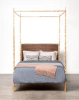 Made Goods Brennan Tall Textured Canopy Bed in Beige Crystal Stone