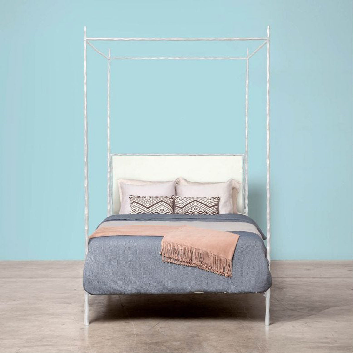 Made Goods Brennan Tall Textured Canopy Bed in Pagua Fabric