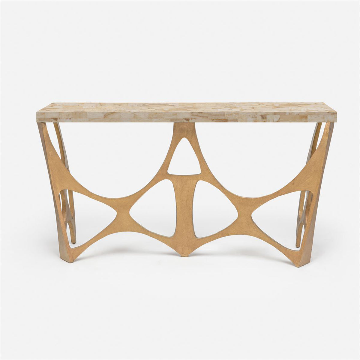 Made Goods Calloway Abstract Metal Base Console Table in Crystal Stone
