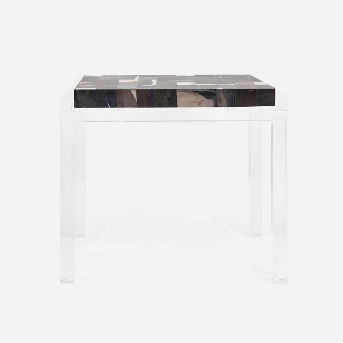 Made Goods Cassian Acrylic Side Table in Petrified Wood