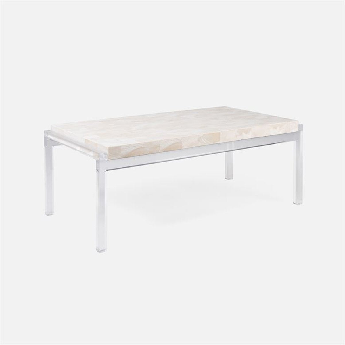 Made Goods Cassian Acrylic Coffee Table with Silver Mop Shell Top