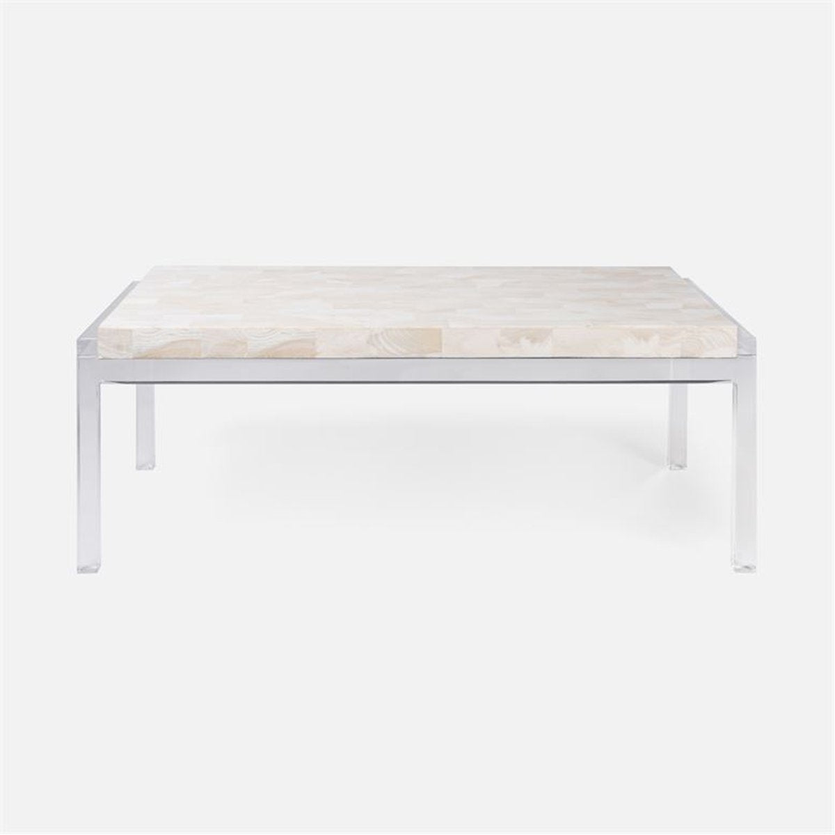 Made Goods Cassian Acrylic Coffee Table with Silver Mop Shell Top
