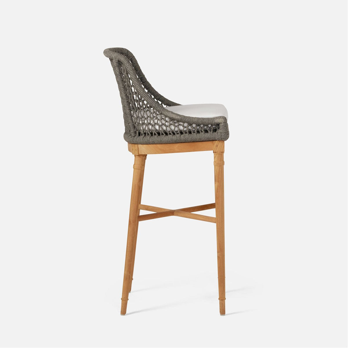 Made Goods Chadwick Woven Rope Outdoor Bar Stool in Clyde Fabric