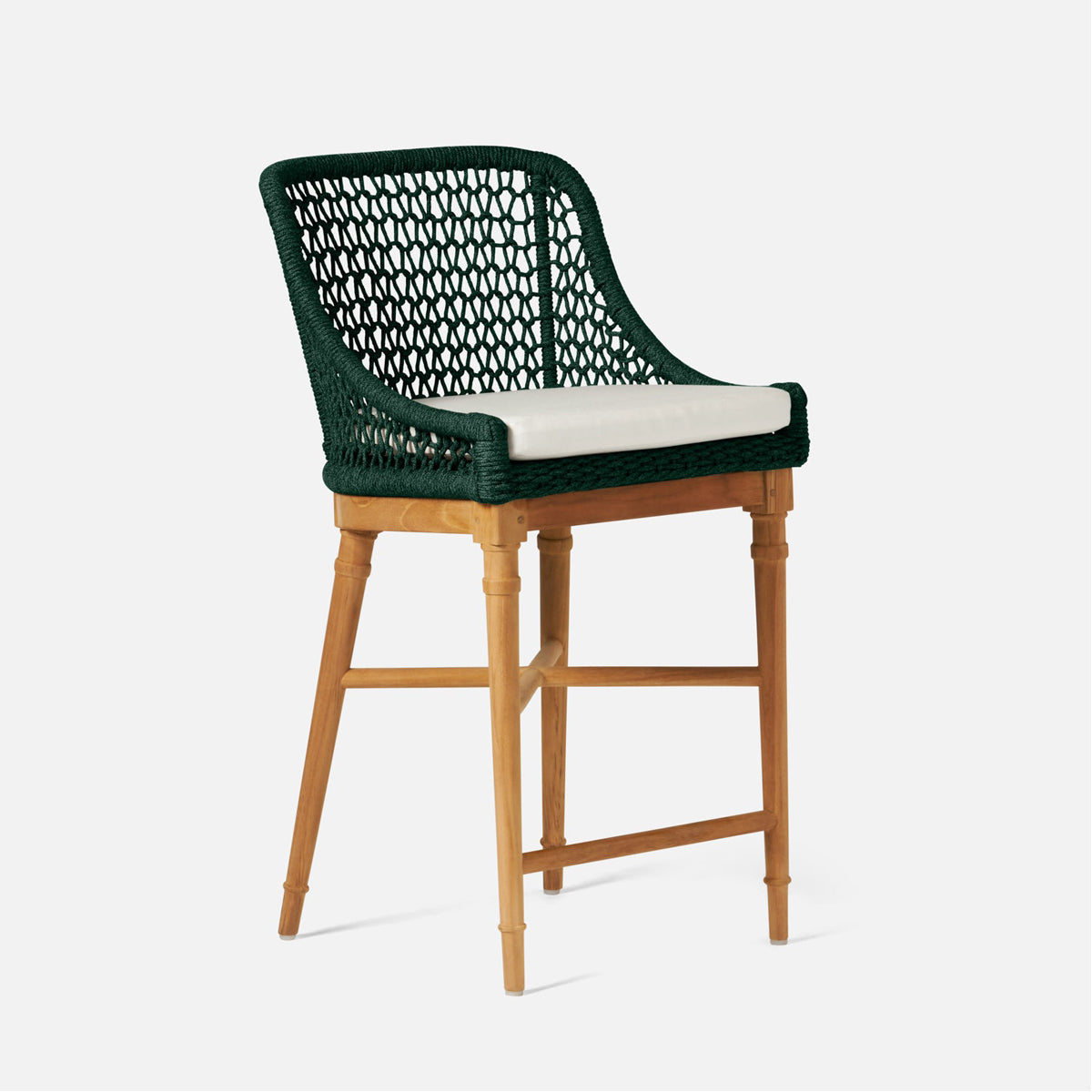 Made Goods Chadwick Woven Rope Outdoor Counter Stool in Volta Fabric