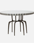 Made Goods Cyrano Metal Dining Table in Black/White Striped Marble