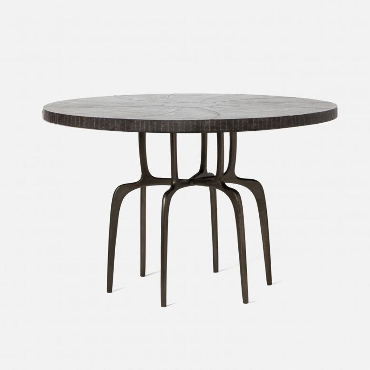 Made Goods Cyrano Metal Dining Table in Zinc Metal
