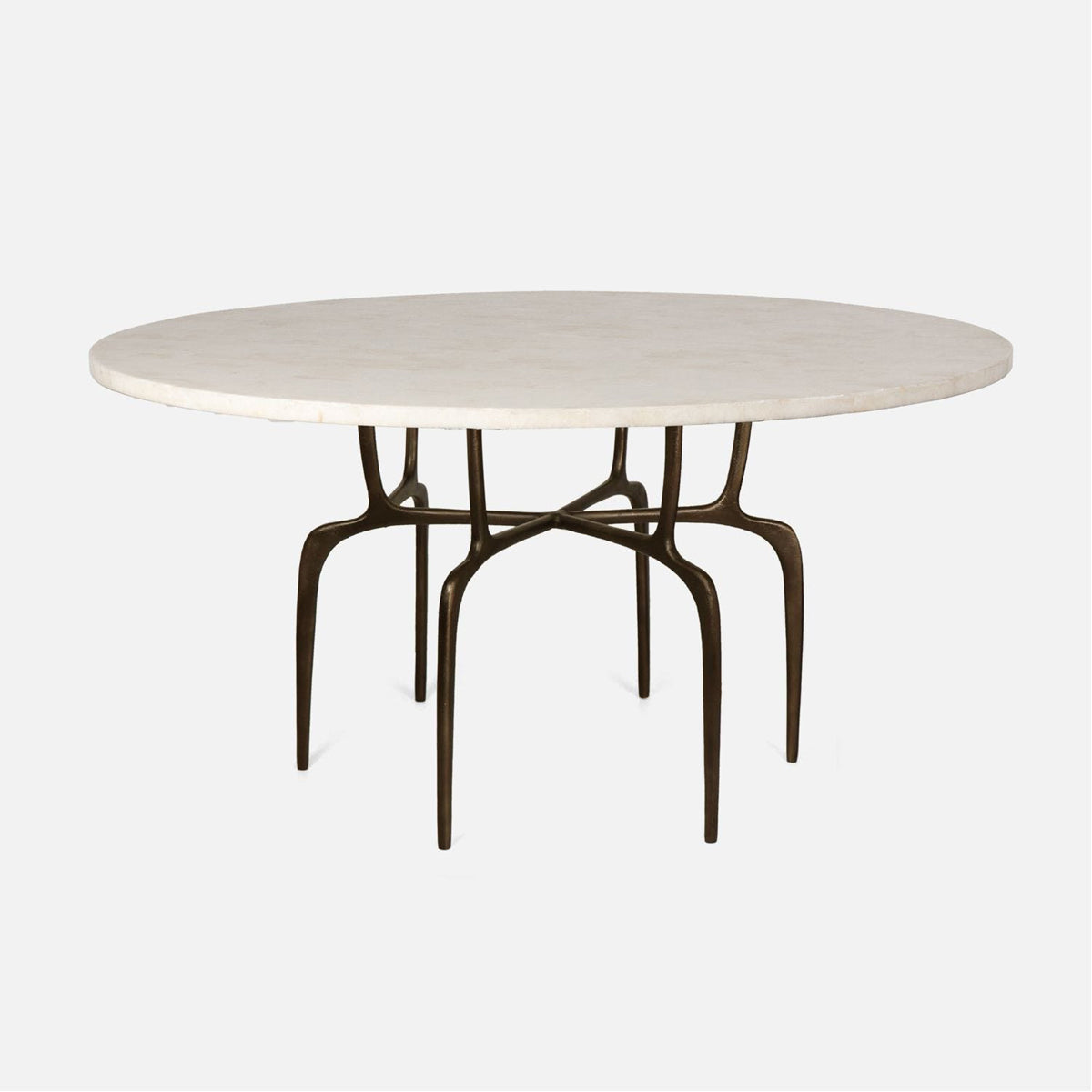 Made Goods Cyrano Metal Dining Table in Stone