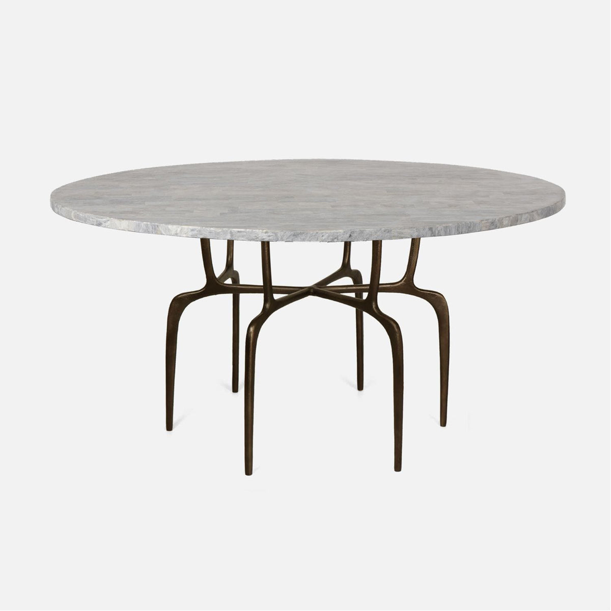 Made Goods Cyrano Metal Dining Table in Stone