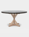 Made Goods Dane Round Farm Dining Table in Zinc Metal