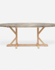 Made Goods Dane Oval Farm Dining Table in Warm Gray Marble