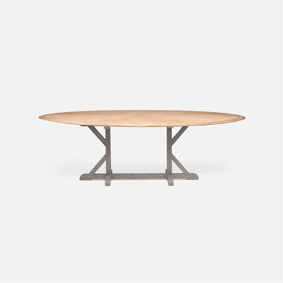 Made Goods Dane Oval Farm Dining Table in White Cerused Oak