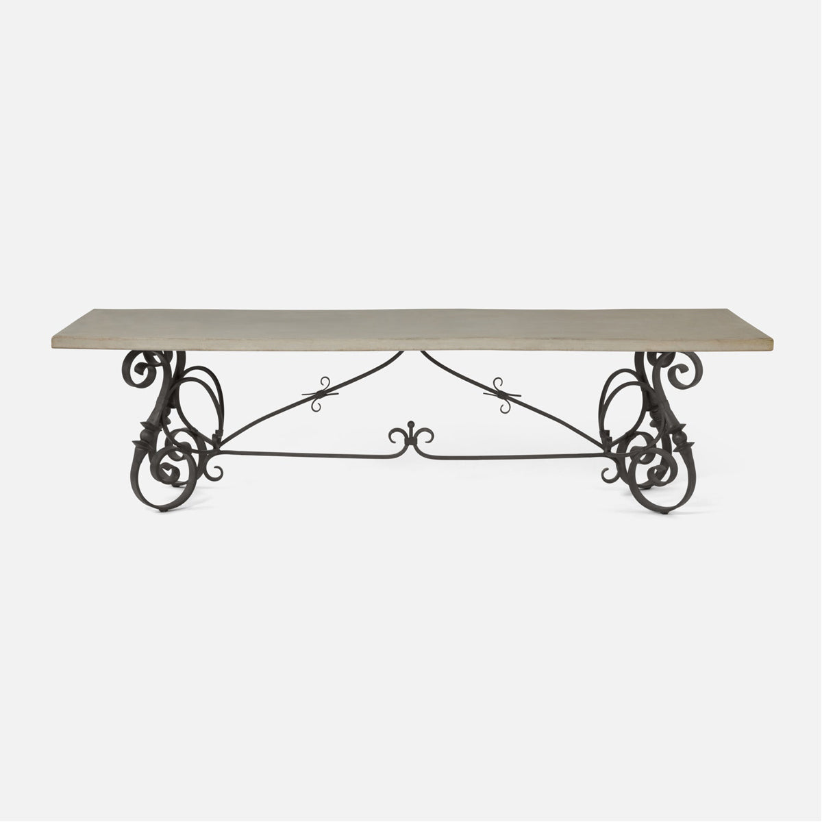 Made Goods Dion Outdoor Dining Table with Curlicue Metal Base