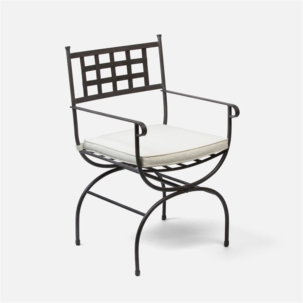 Made Goods Felix Metal Outdoor Dining Armchair in Marine Leather