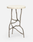 Made Goods Genevier Brass Tripod Base Side Table in Natural Bone
