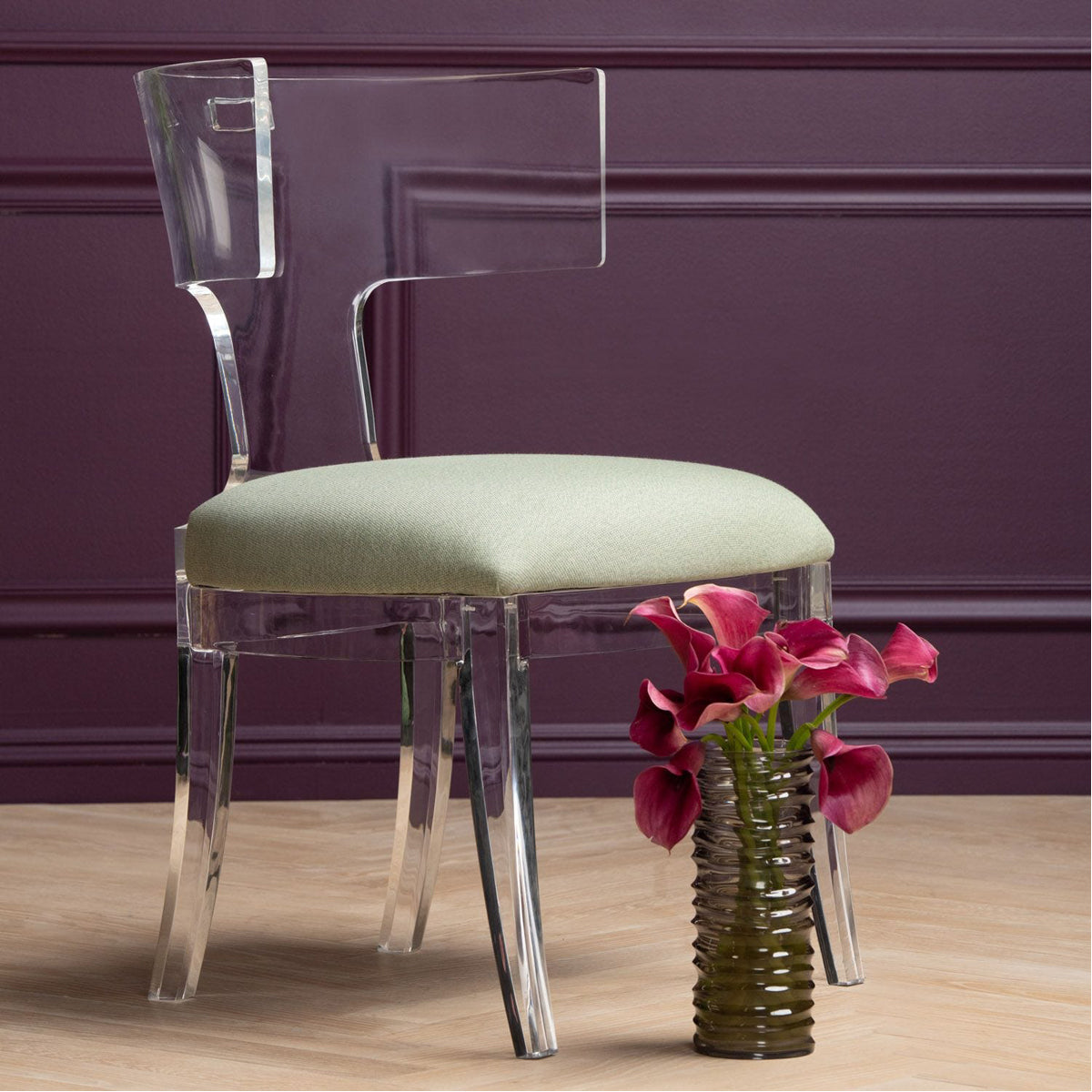 Made Goods Gibson Acrylic Wingback Dining Chair in Danube Mix Fabric