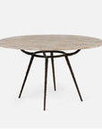 Made Goods Grace Pitted Iron Dining Table in Warm Gray Marble