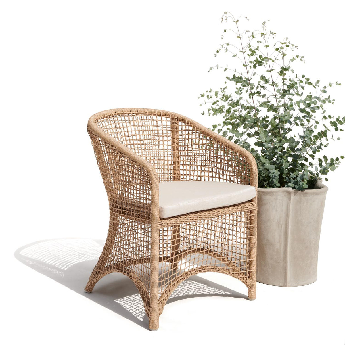 Made Goods Helena Open-Weave Barrel Outdoor Dining Chair in Havel