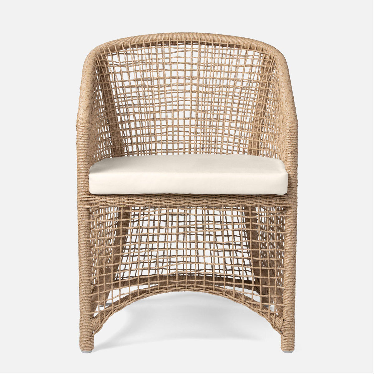 Made Goods Helena Open-Weave Barrel Outdoor Dining Chair in Garonne