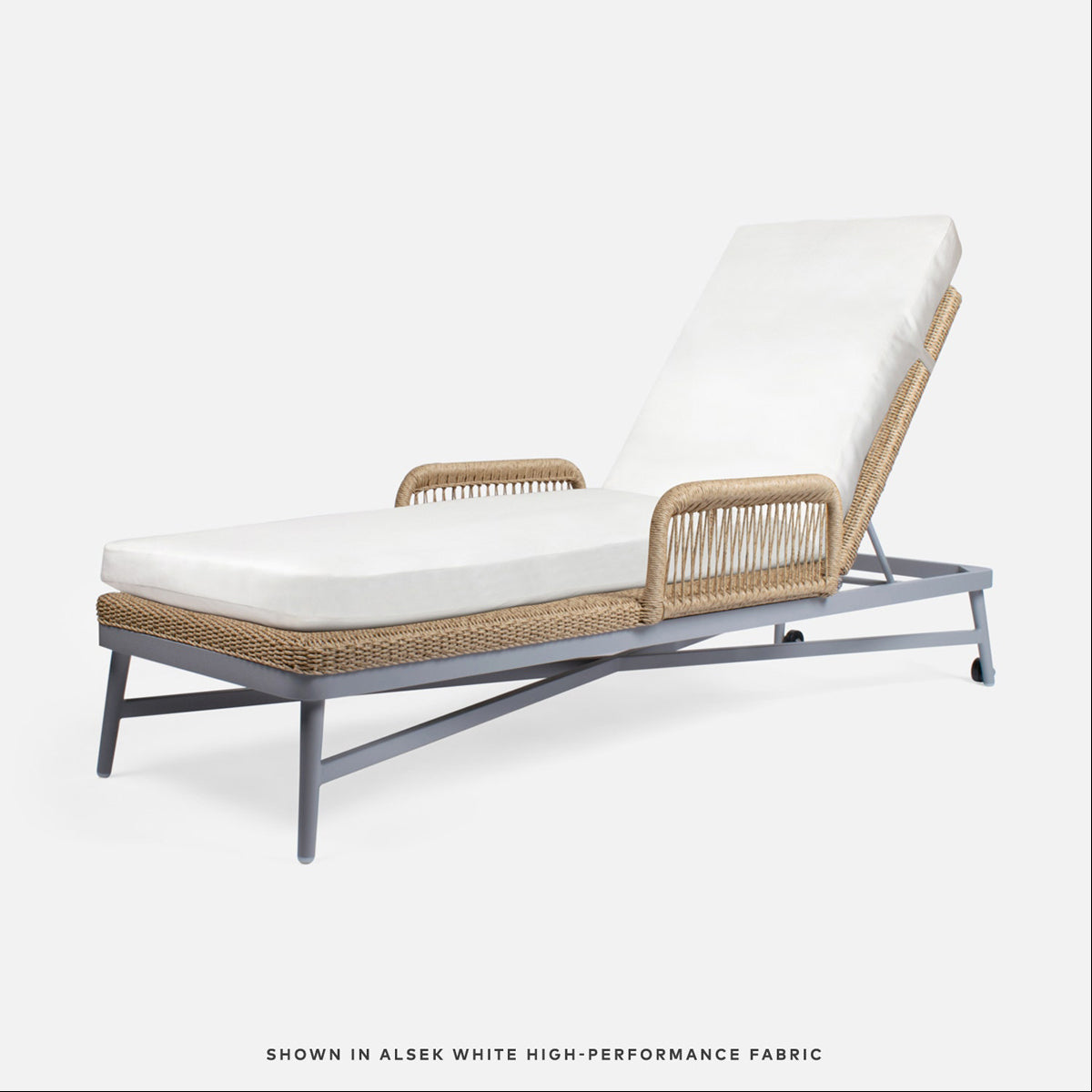 Made Goods Hendrick Aluminum Outdoor Chaise Lounge in Garonne Leather
