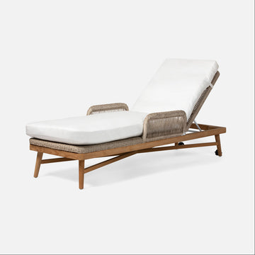 Made Goods Hendrick Teak Outdoor Chaise Lounge in Pagua Fabric