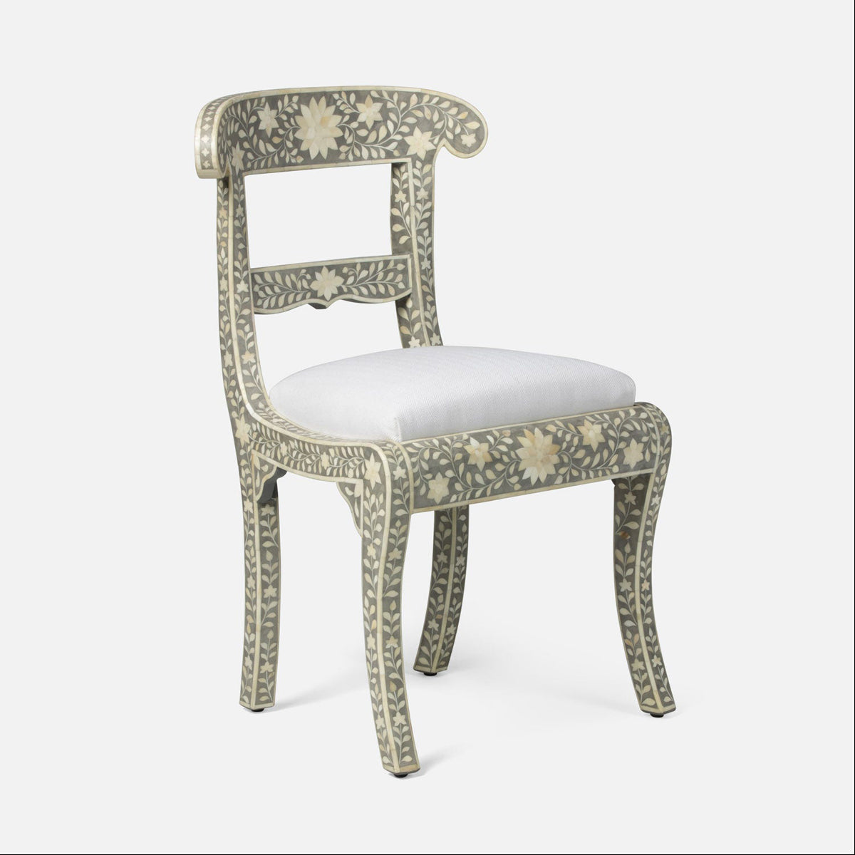 Made Goods Ines Rajasthan Bone Inlay Accent Chair in Gray Resin