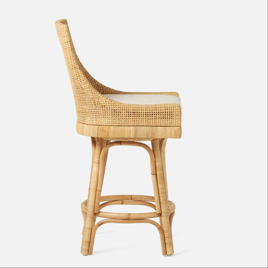 Made Goods Isla Woven Rattan Counter Stool in Colorado Leather