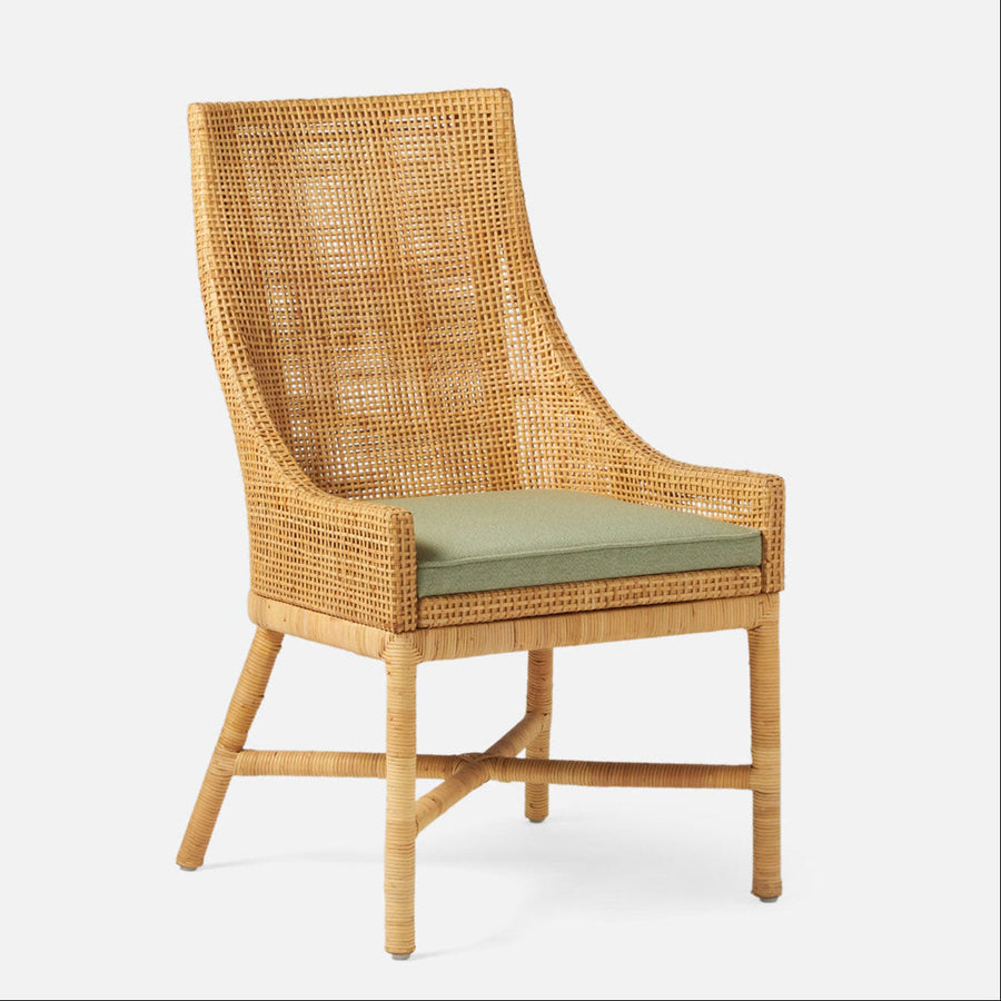 Made Goods Isla Woven Rattan Dining Chair in Bassac Leather