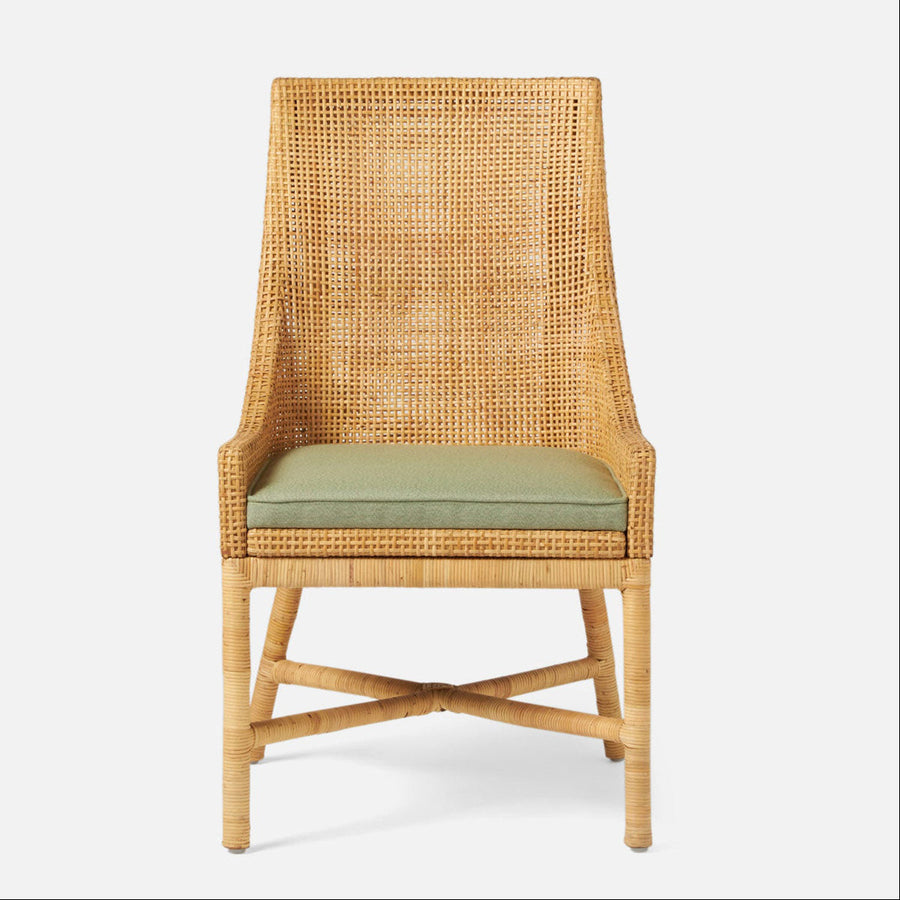 Made Goods Isla Woven Rattan Dining Chair in Bassac Leather
