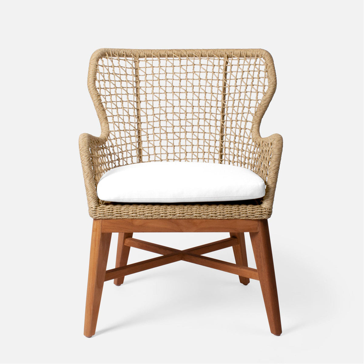 Made Goods Kalidas Wingback Outdoor Dining Chair in Alsek Fabric
