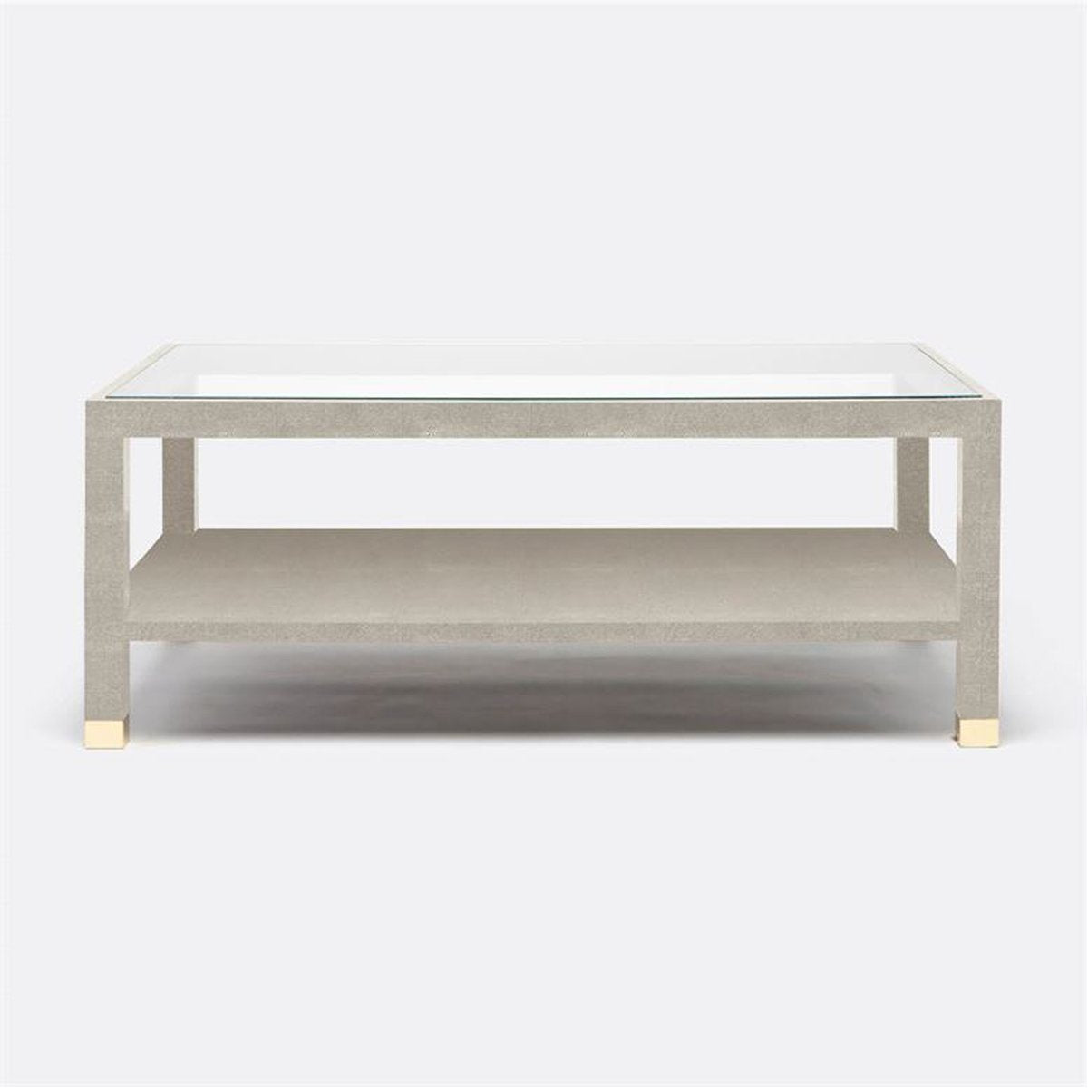 Made Goods Lafeu Rectangular Glass Top Realistic Faux Shagreen Coffee Table