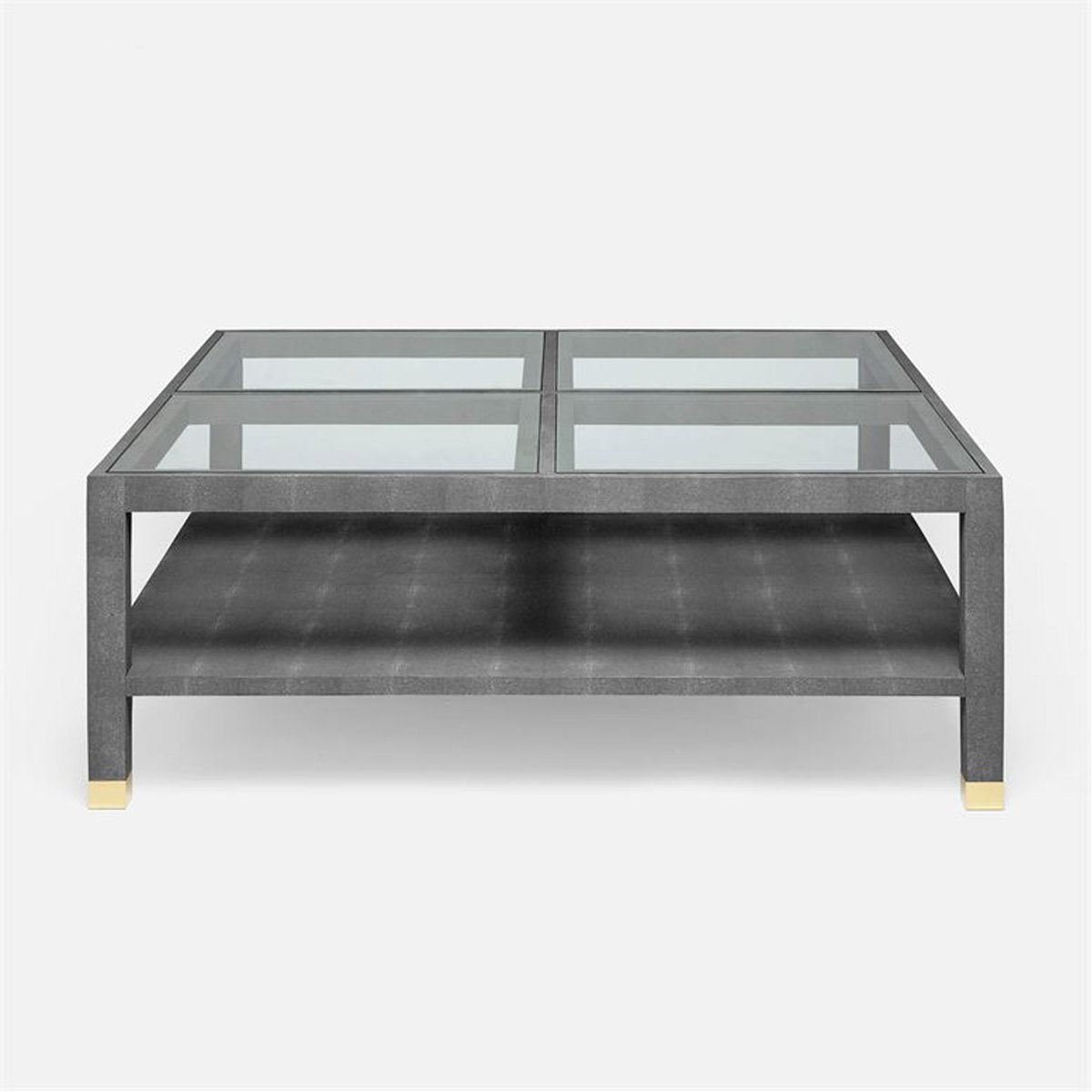 Made Goods Lafeu Square Glass Top Realistic Faux Shagreen Coffee Table