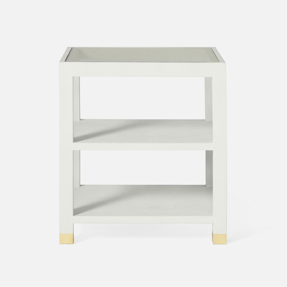 Made Goods Lafeu Square Side Table in Blanc Realistic Faux Shagreen
