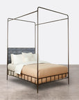 Made Goods Laken Iron Canopy Bed in Mondego Cotton Jute