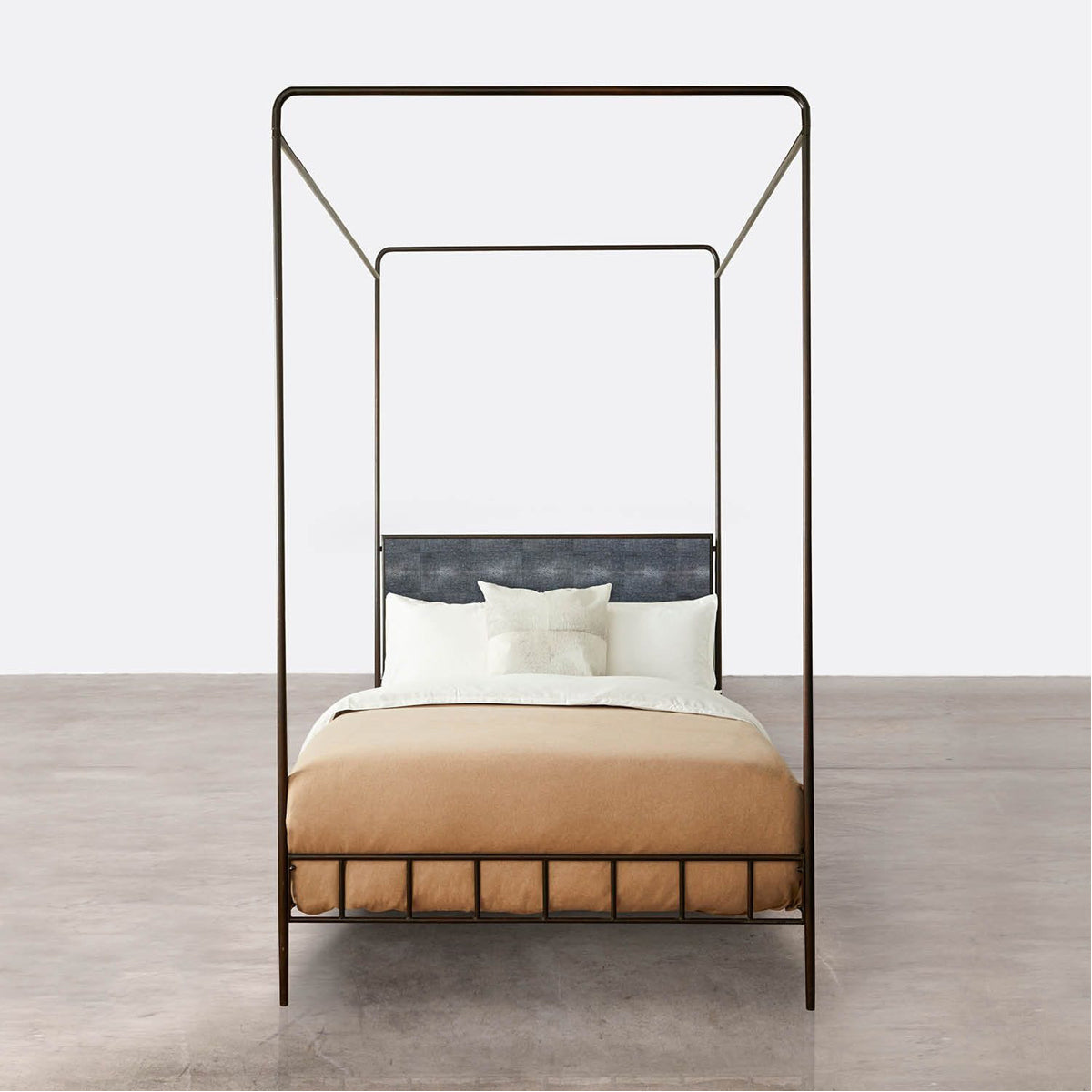 Made Goods Laken Iron Canopy Bed in Mondego Cotton Jute
