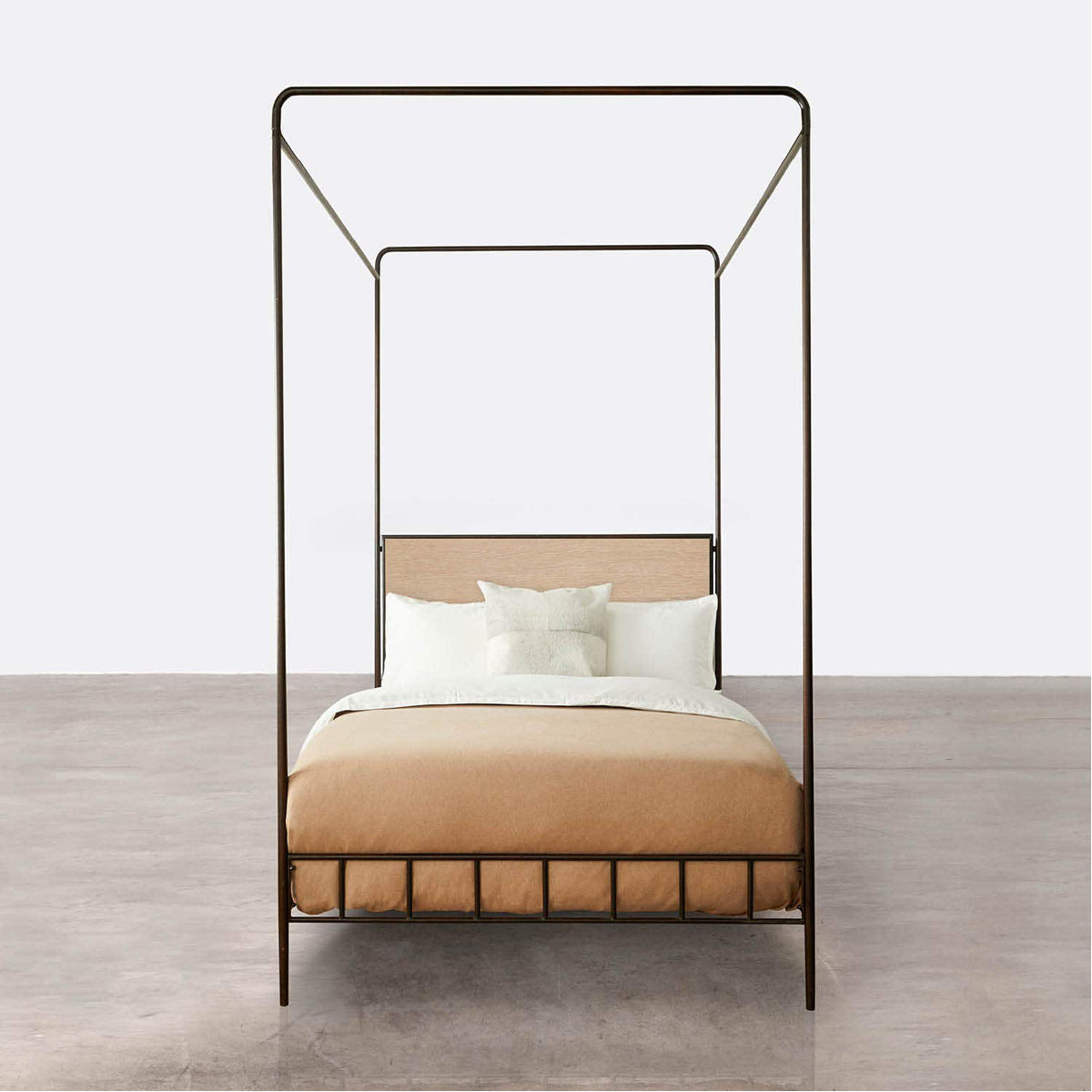 Made Goods Laken Iron Canopy Bed in Clyde Fabric