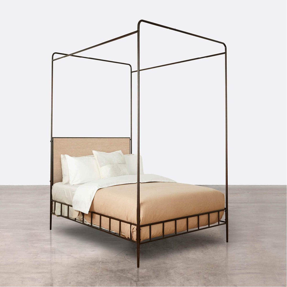Made Goods Laken Iron Canopy Bed in Pagua Fabric