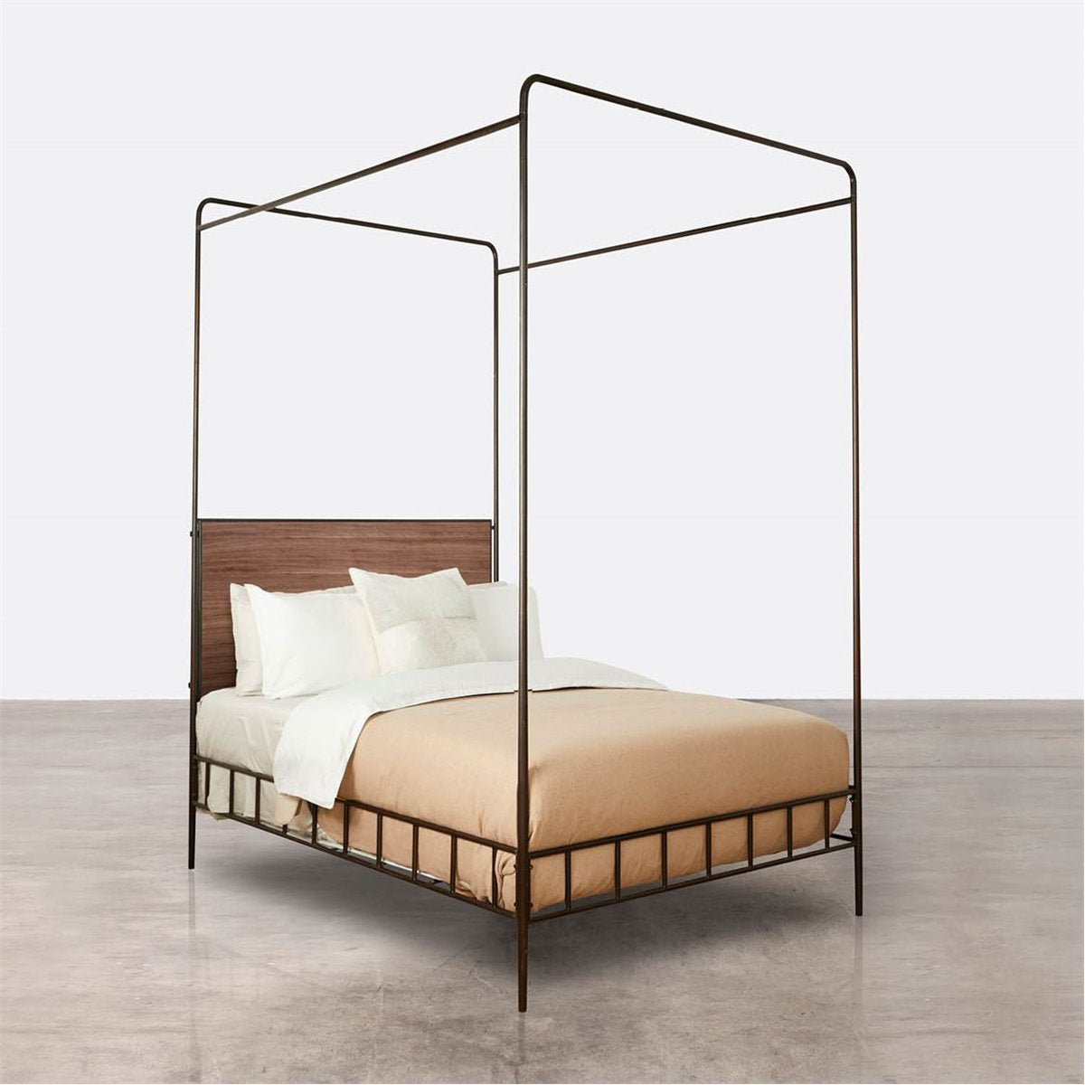 Made Goods Laken Iron Canopy Bed in Oak