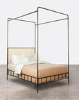 Made Goods Laken Iron Canopy Bed in Garonne Leather