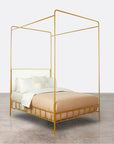 Made Goods Laken Iron Canopy Bed in Rhone Leather