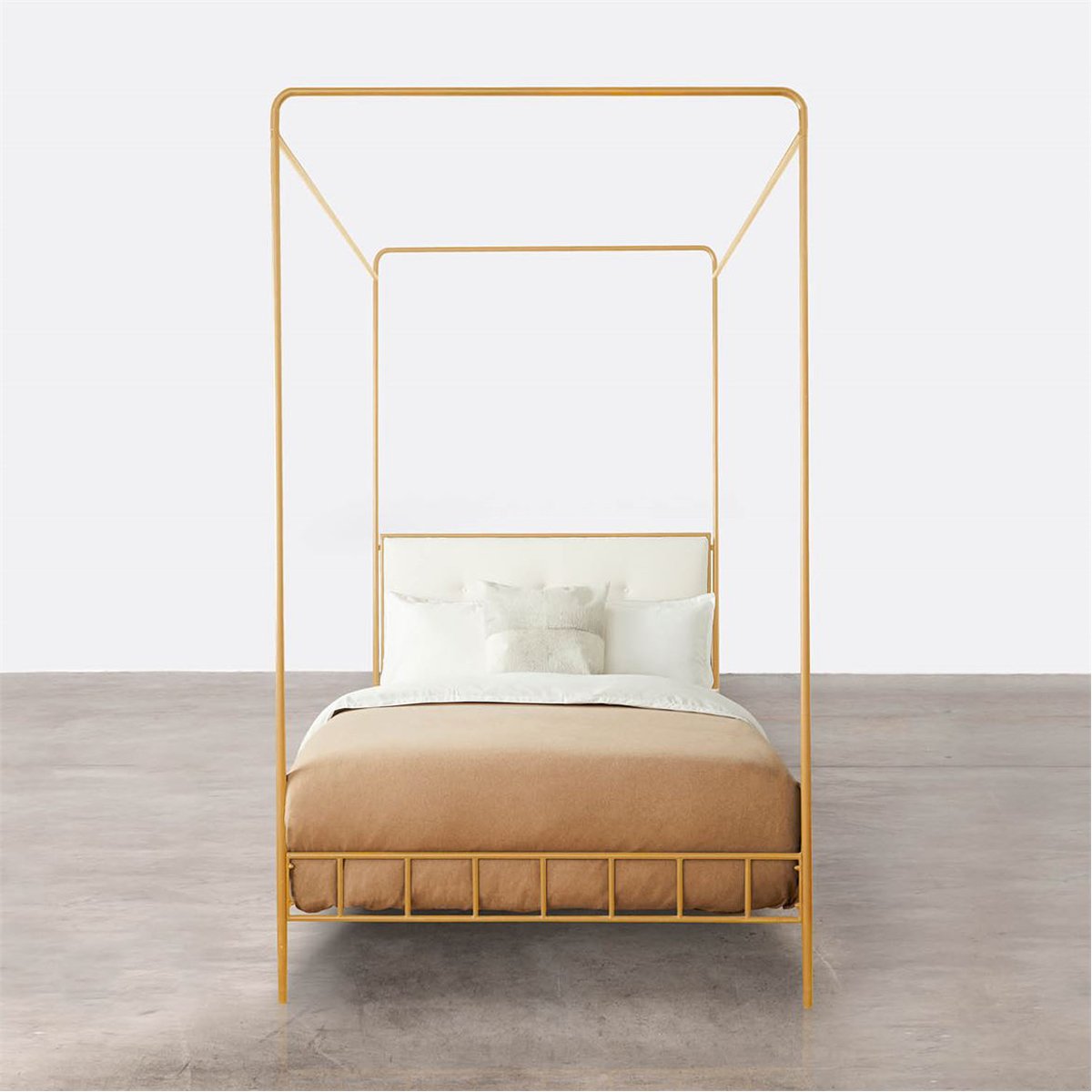 Made Goods Laken Iron Canopy Bed in Beige Crystal Stone