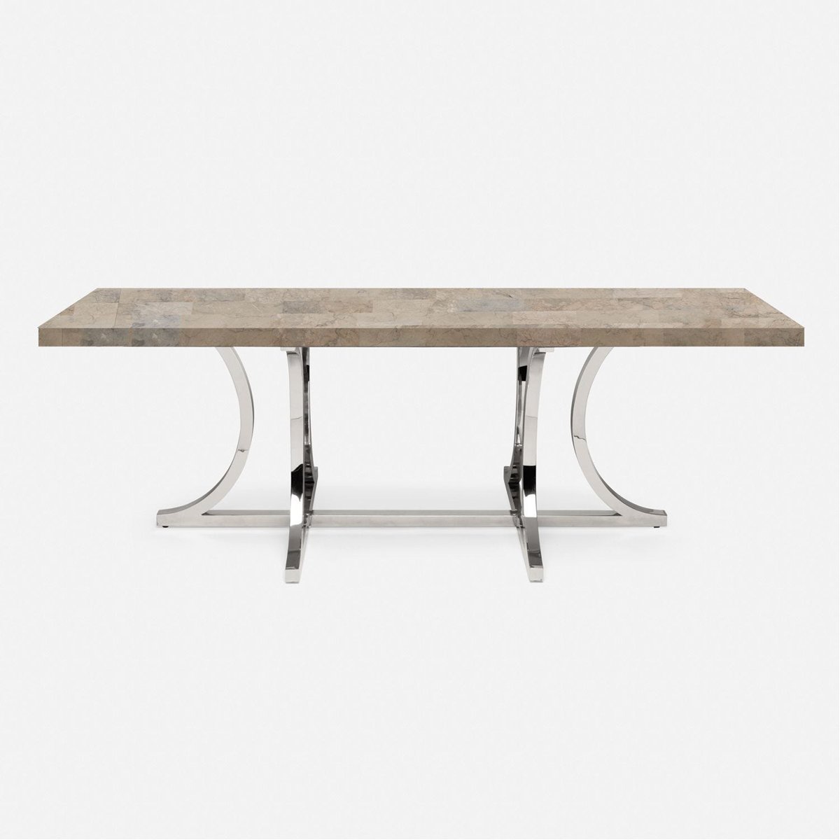 Made Goods Leighton Rectangular Dining Table in Warm Gray Marble